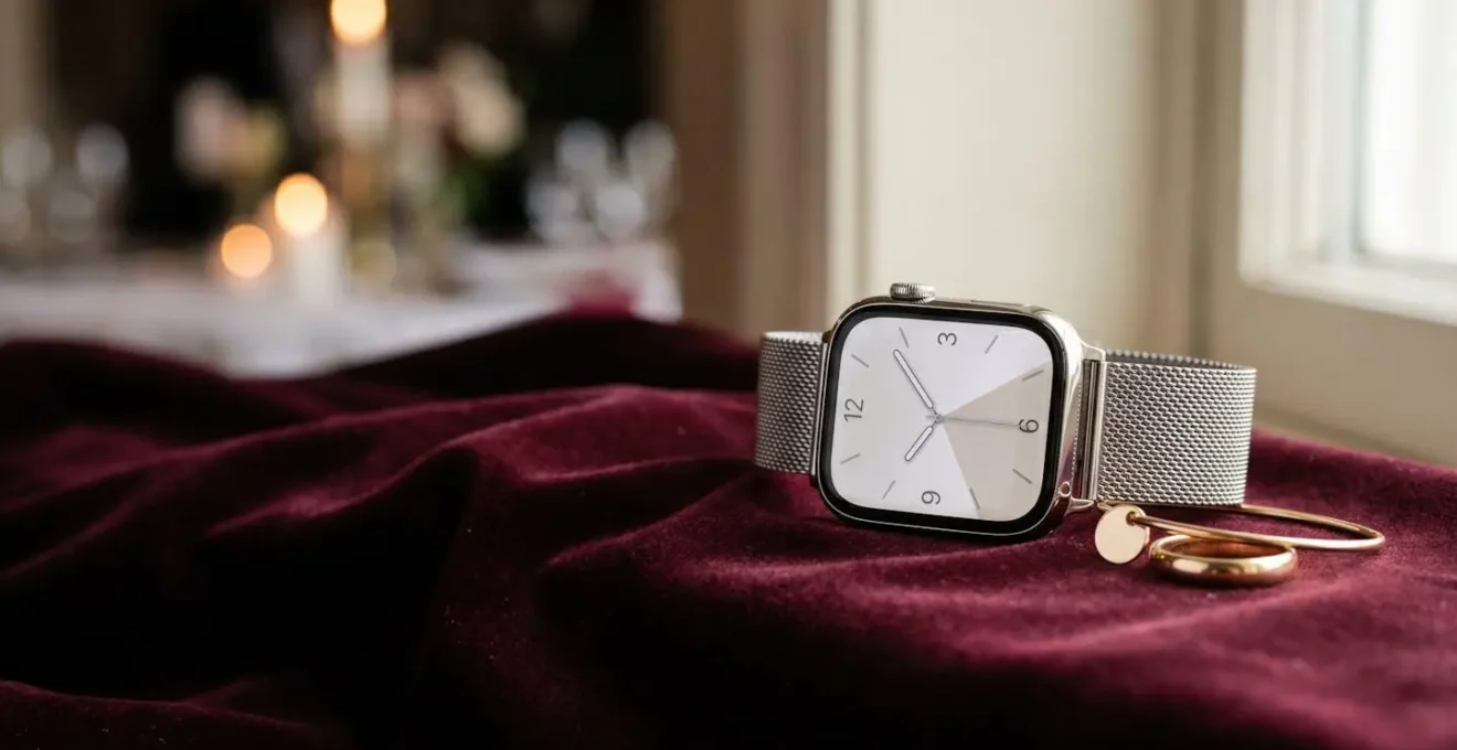 Montre connectée élégante avec bracelet métallique raffiné pour mariage ou soirée formelle