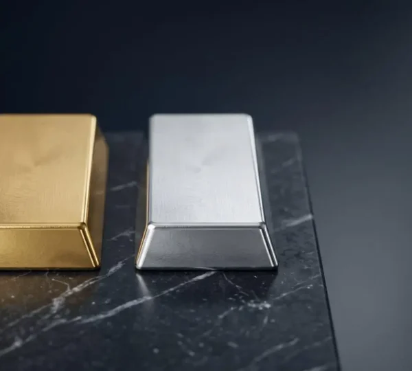 Bijoux en métaux précieux or et platine symbolisant la valeur patrimoniale et l'investissement