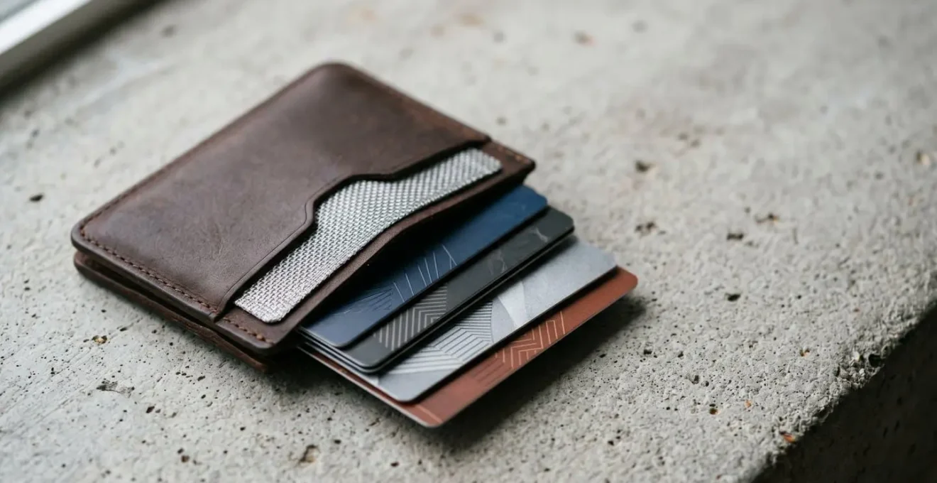Portefeuille minimaliste avec cartes bancaires et protection contre le piratage technologique
