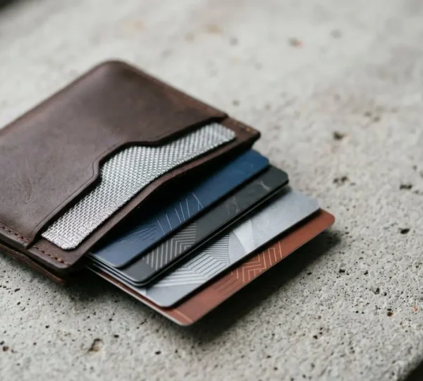 Portefeuille minimaliste avec cartes bancaires et protection contre le piratage technologique
